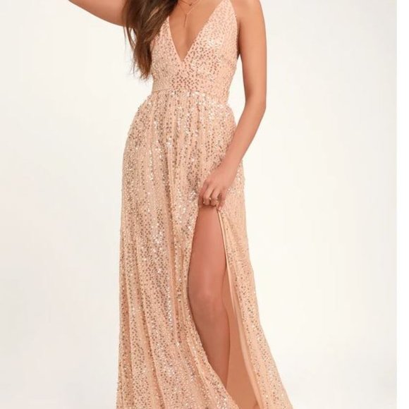 Lulus Dresses & Skirts - FAST SHIPPING! NWT LULU'S JANE ANN BLUSH PINK SEQUIN MAXI DRESS SIZE LARGE